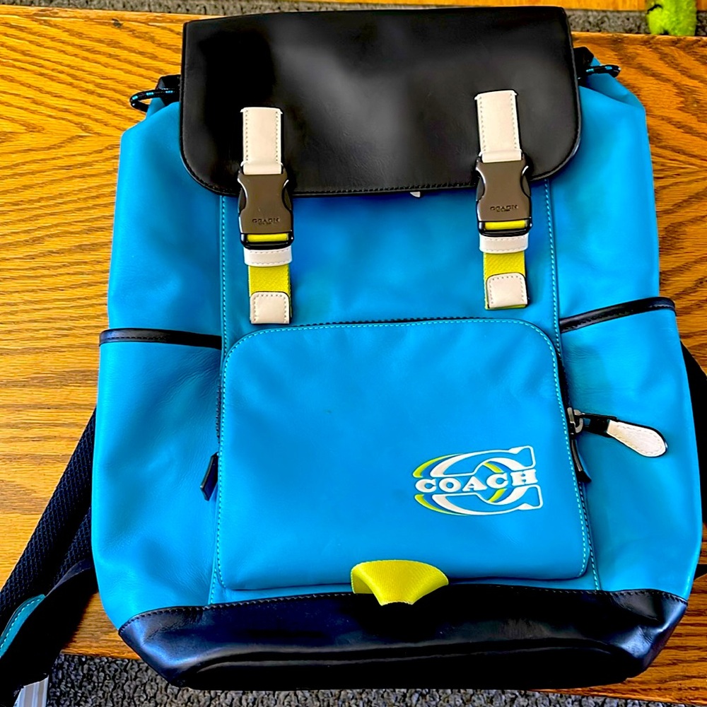 Coach Track Mens Backpack Colorblock Pockets Laptop